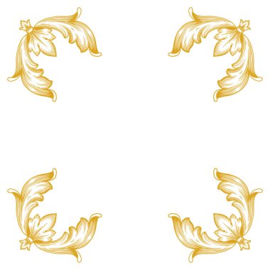 Altın Çerçeve ve Sınır tarzı. Tasarımınız için süs malzemeleri. Siyah ve beyaz. Kartpostallar için çiçek oyma süslemesi veya sosyal medya davetiyeleri.