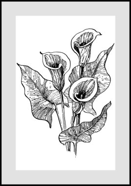 Moda renklerinde çağdaş sanat çiçekli posterler. Soyut el çiçekleri, geometrik elementleri ve vuruşları, yaprakları ve çiçekleri çizer. 