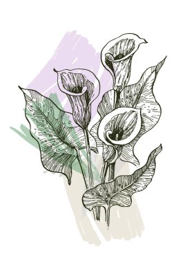 Moda renklerinde çağdaş sanat çiçekli posterler. Soyut el çiçekleri, geometrik elementleri ve vuruşları, yaprakları ve çiçekleri çizer. 