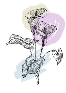 Moda renklerinde çağdaş sanat çiçekli posterler. Soyut el çiçekleri, geometrik elementleri ve vuruşları, yaprakları ve çiçekleri çizer. 