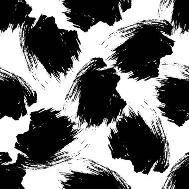 Vektör soyut siyah fırça sıçraması. Grunge fırça darbesi serbest mürekkep dekoru. Siyah beyaz işlemeli mürekkep sanatı. Kusursuz bir arka plan modeli. Kumaş duvar kağıdı baskı dokusu.