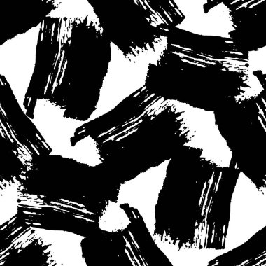 Vektör soyut siyah fırça sıçraması. Grunge fırça darbesi serbest mürekkep dekoru. Siyah beyaz işlemeli mürekkep sanatı. Kusursuz bir arka plan modeli. Kumaş duvar kağıdı baskı dokusu.