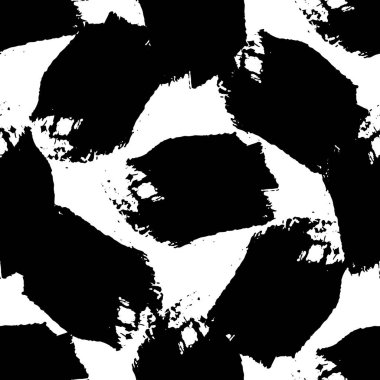 Vektör soyut siyah fırça sıçraması. Grunge fırça darbesi serbest mürekkep dekoru. Siyah beyaz işlemeli mürekkep sanatı. Kusursuz bir arka plan modeli. Kumaş duvar kağıdı baskı dokusu.