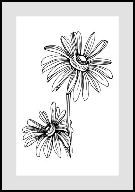 Moda renklerinde çağdaş sanat çiçekli posterler. Soyut el çiçekleri, geometrik elementleri ve vuruşları, yaprakları ve çiçekleri çizer. 