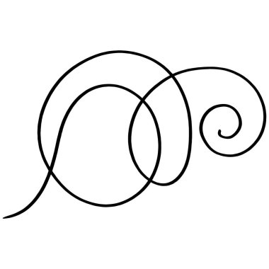 Döner el çizimi süs vuruşu. Beyaz arka planda siyah beyaz klipsli sanat. Antika vintage gravür çizimi. Süslü bukleler, girdap ayırıcı ve filigran süsleme vektörü. 