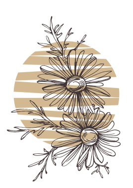 Moda renklerinde çağdaş sanat çiçekli posterler. Soyut el çiçekleri, geometrik elementleri ve vuruşları, yaprakları ve çiçekleri çizer. 