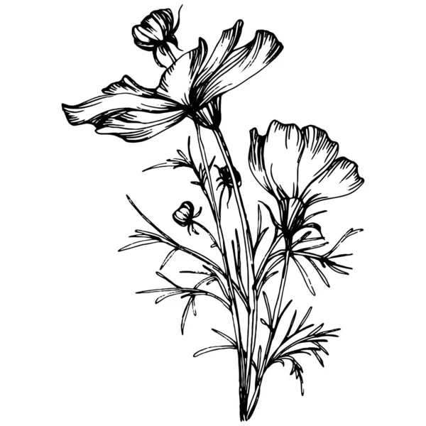 Косметический Цветок Руки Космос Цветочный Логотип Татуировка Подробно Линии Художественного — стоковый вектор