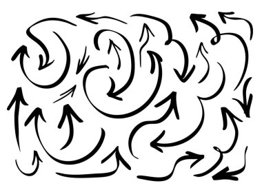 Ok grunge vektör seti. Ok eskizi El çizilmiş illüstrasyon koleksiyonu.