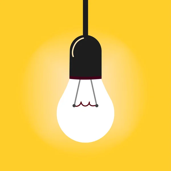 Závěsné světlo žárovky s zářící jeden na žlutém podkladu. Vektorové ilustrace pro návrh. — Stockový vektor