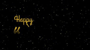 Koyu yıldızlı arka planda altın sarısı düğün günü tipografisi. Parlak metalik harfler, şenlikli ve romantik bir his, düğün tebrikleri, davetiyeler veya kutlama kartları için ideal..