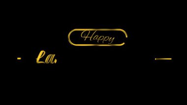 Zarif altın tipografi, karanlık bir zemin üzerinde şenlikli bir fener kutlama mesajı okuyor, temiz çizgiler ve mevsimlik tasarımlar için geniş negatif alanlar var..