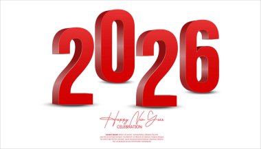 Bold red 3D numbers 2026 with a celebratory 'Happy New Year' message below Celebration Holiday Festive