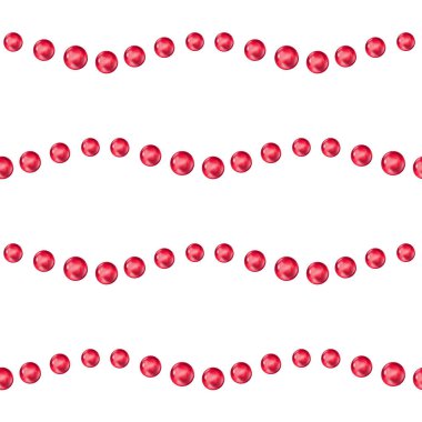 Beyaz arkaplanda kusursuz dalgalı kırmızı noktalar var. El çizimi üst hava balonu çizimi ve parti havası. Sevgililer Günü ambalaj kağıdı veya tatil tekstili ve dekoratif yüzey tasarımı için.