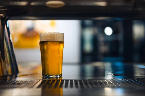 Bicchiere Birra Fredda Bar Una Scrivania Del Pub Gustosa Birra — Foto Stock