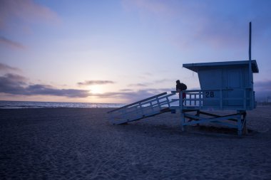 Santa Monica, Los Angeles, ABD, Venice Plajı'na günbatımı Zamanı