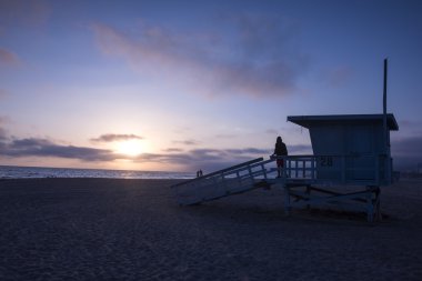 Santa Monica, Los Angeles, ABD, Venice Plajı'na günbatımı Zamanı