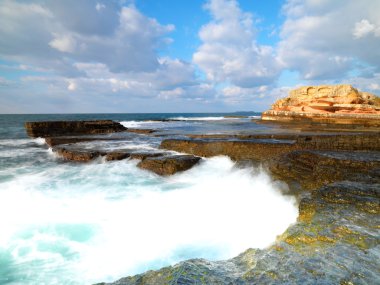 uzun pozlama dalgalar deniz ile buzlu vurdu