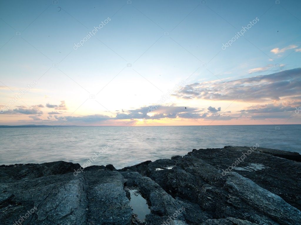 long exposure shot on rocks with sea waves