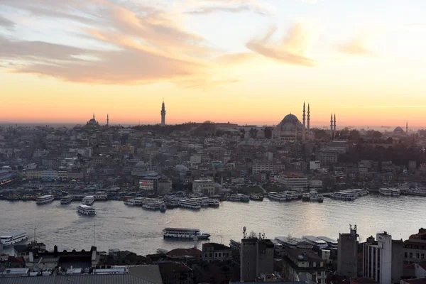 Hora de pôr do sol de Istambul vista aérea — Fotografia de Stock