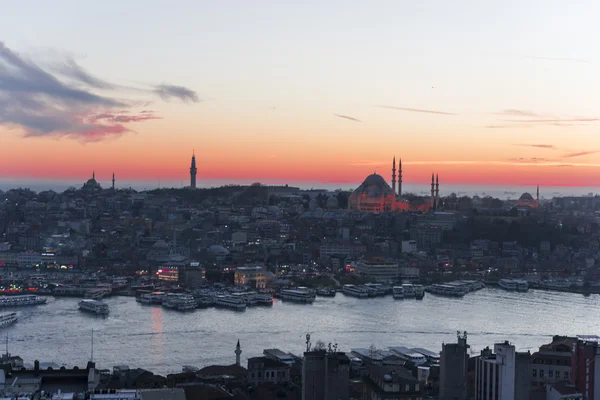 Hora de pôr do sol de Istambul vista aérea — Fotografia de Stock