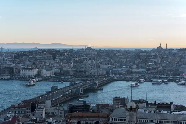 Čas západu slunce z Istanbulu letecký pohled — Stock fotografie