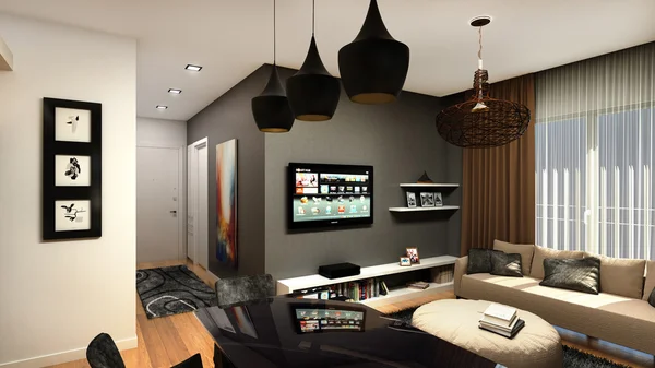 Renderização 3D do apartamento residencial — Fotografia de Stock
