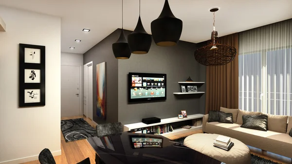 3D render van de Woonappartement — Stockfoto