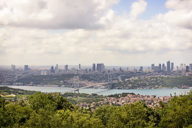 panoramik Istanbul boğazı ve köprü