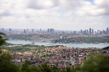 panoramik Istanbul boğazı ve köprü