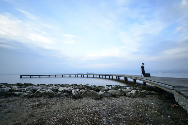 ahşap iskele ile deniz atış longexposure