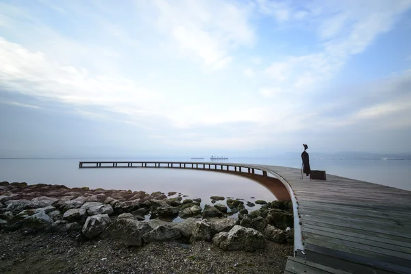 ahşap iskele ile deniz atış longexposure