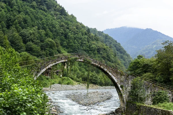Old stone bridge on the river to plateau in the Black Sea Region, Turkey — Stock Photo, Image