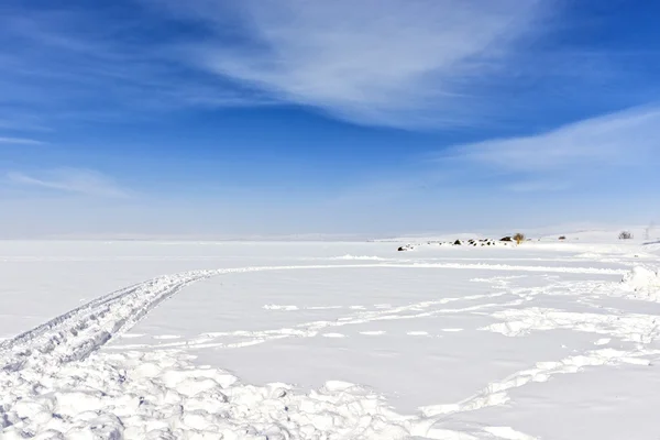 Frozen Cildir lake in Kars province to Turkey