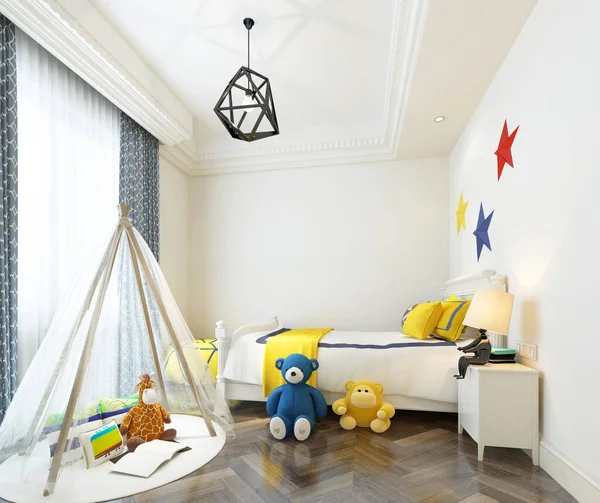 子供用ベッドルームの3Dレンダリング — ストック写真