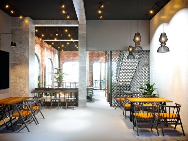 Eski kafe dükkanının 3D görüntüsü