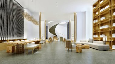 Modern geniş çalışma alanının 3d görüntüsü