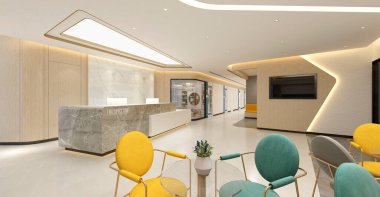 Modern hastane iç klinik odasının 3D görüntüsü