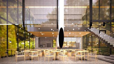 Lokanta içinin 3D portresi