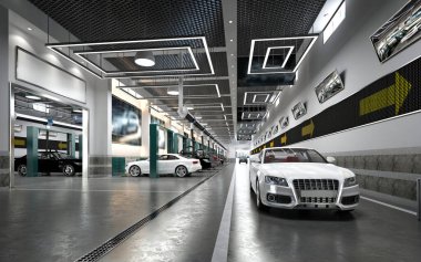 Binadaki 3 boyutlu otopark çizimi