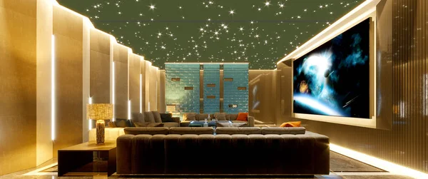 Render Home Cinema Room — Stock Photo, Image