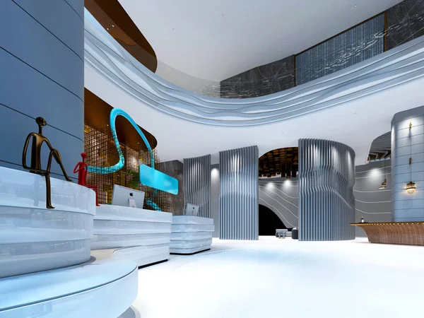 高級ホテルフロントロビーの3Dレンダリング — ストック写真