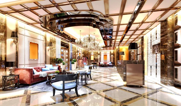 Renderização Espaço Assento Lobby Hotel Luxo — Fotografia de Stock