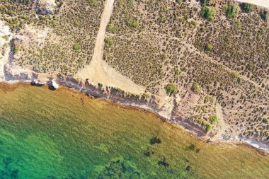 Ayvalik 'teki aya Yorgi kilise adasının havadan görünüşü