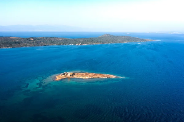 Vista Aérea Ilha Igreja Aya Yorgi Ayvalik Turquia — Fotografia de Stock