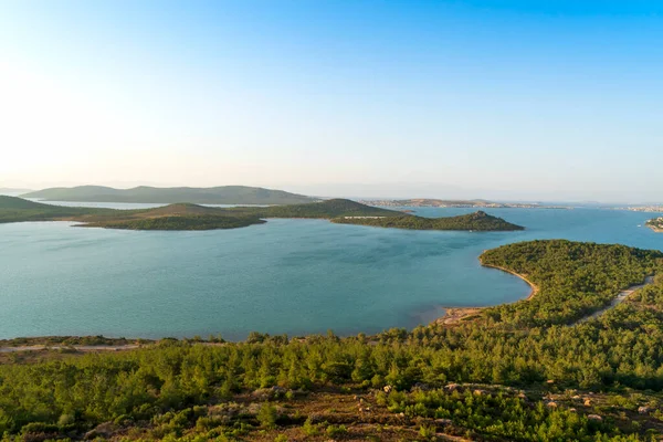 Ostrov Cunda Při Západu Slunce Městě Ayvalik Turecku — Stock fotografie