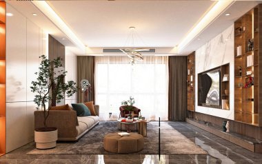 Oturma odasının 3D görüntüsü