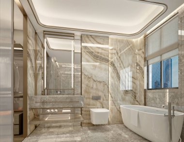 3D render lüks banyo iç