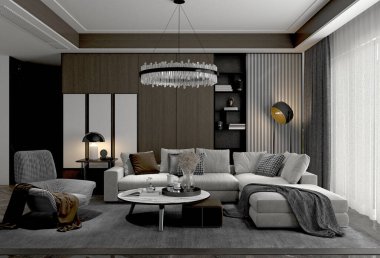 3D render modern oturma odası