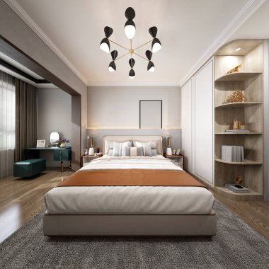3D render lüks otel odası