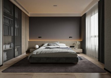 3D render lüks otel odası